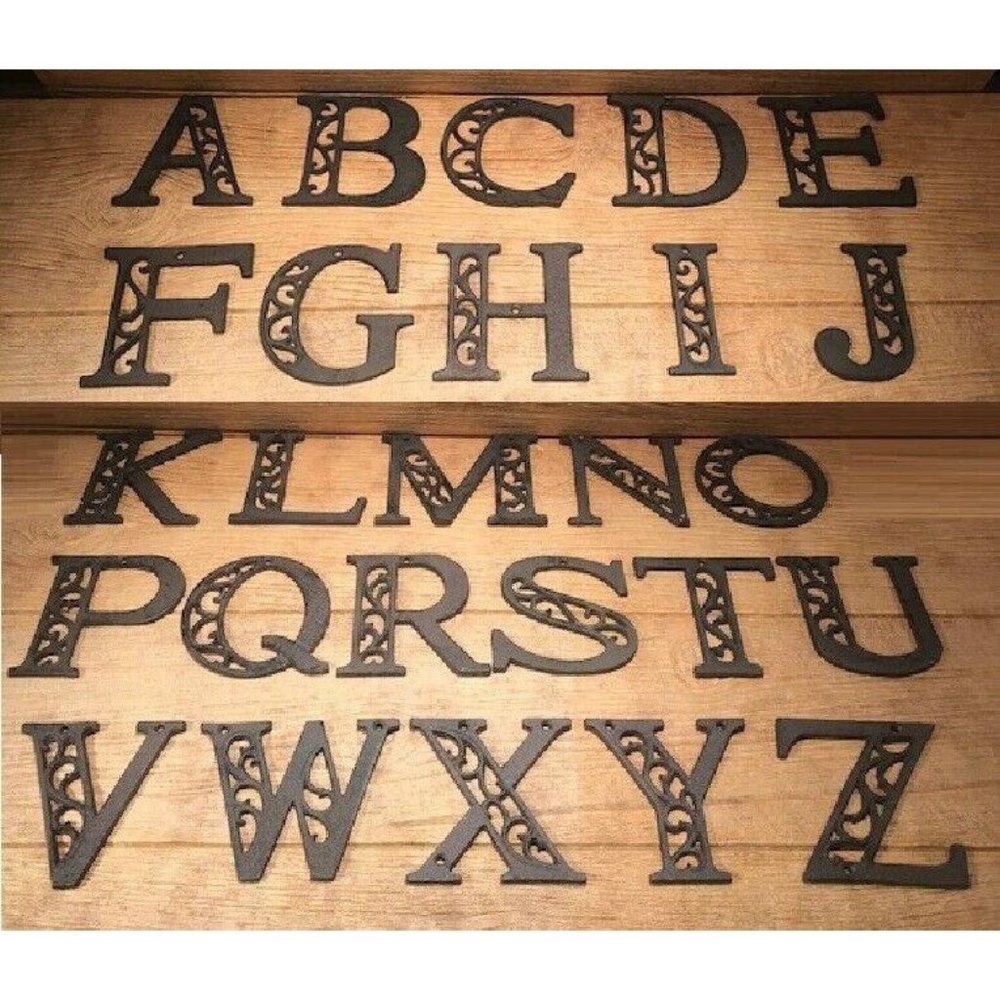 Cast Iron ANY LETTER 4 5/8" tall Raw Rustic Brown Ornate Cast Iron 0184-0557